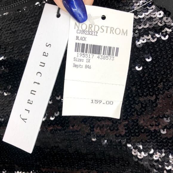SANCTUARY Women's Sloan Sequined Bomber Jacket 1X Black Long Sleeve NWT - Picture 9 of 11